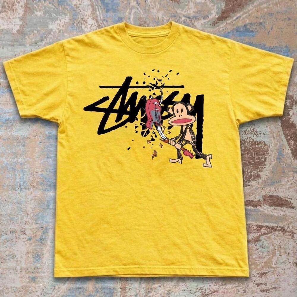 Stussy X Paul Prank Collab Yellow Graphic Tee